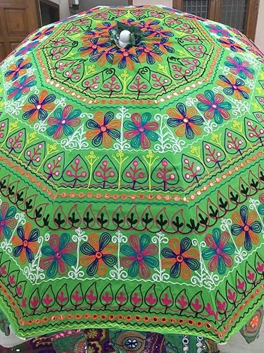Miniatura 5 de Indian Handmade Designer Cotton Fashion Multi Colored Umbrella100% Cotton Embroidery Boho Rajasthani Umbrellas Parasol (Blue)