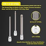 EMENTOL 32PCS 3/8" Dr. Extra Long Hex and Torx Bit Socket Set, CR-V, S2 Steel, 5.9" Length Allen Hex and Star Bit Socket Set, 1/8 Inch - 7/16 Inch, 3mm - 12mm, T10-T60