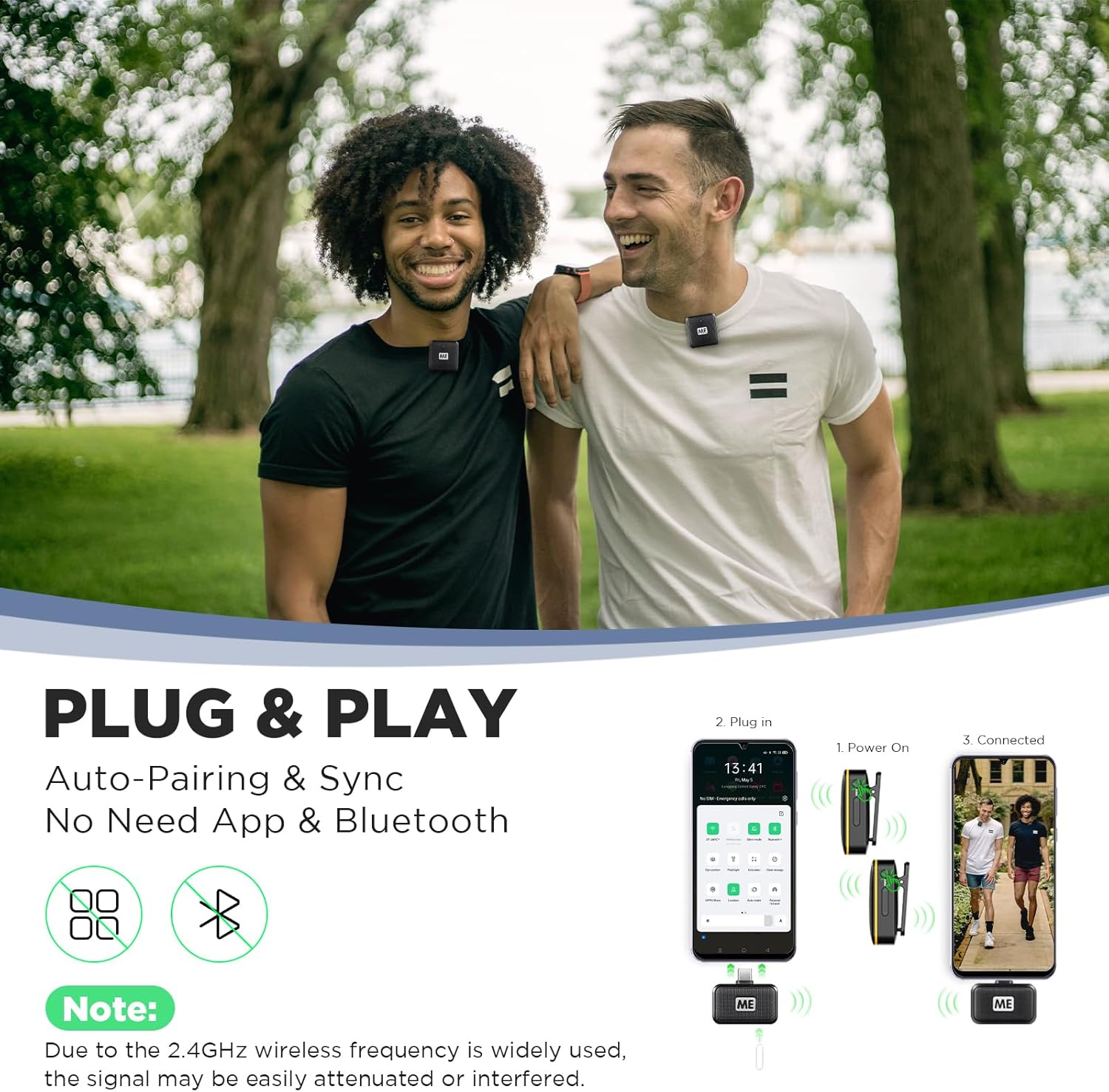 Wireless Lavalier Microphone for Android USB C Smartphone Tablet Noise Cancellation, Gain Control, 196ft Transmission, Wireless Lapel Podcast Microphone Mic for Video Recording Vlog Live Streaming