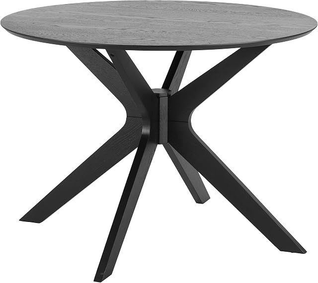 AC Design Furniture Dining Table, Oak Birch, Black, B: 105 x H: 75 x T: 105 cm