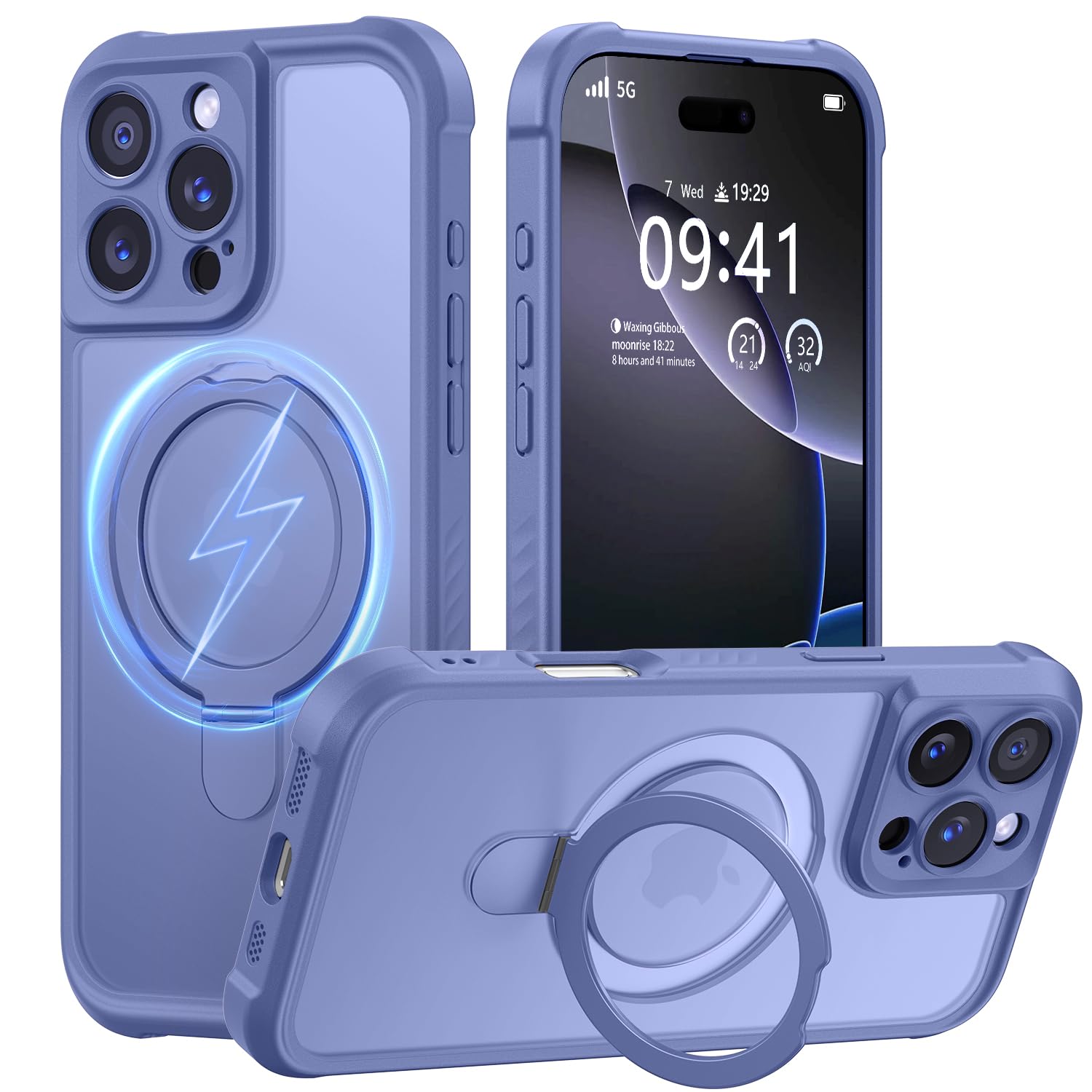MOCCA Magnetic for iPhone 16 Pro Case with Stand,Lavender Grey