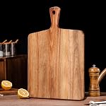 Grande Acacia Wood Cutting Board avec poignée en bois Charcuterie Board Kitchen Capping Block pour la viande Fromage Légumes pains Planches de service de fruits Bâton de bois Carving Board, 17" X 13"
