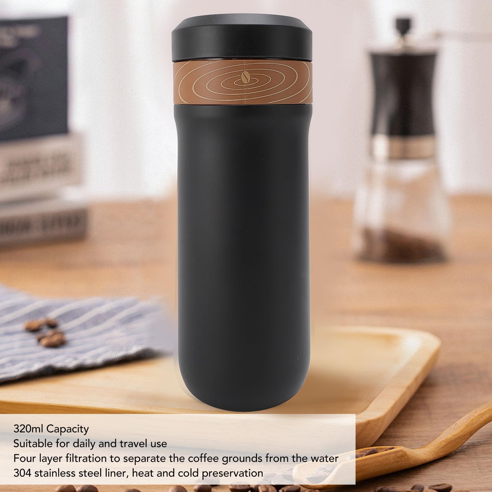 Sxhlseller de Prensa Francesa, Aislamiento de Acero Inoxidable de Doble Pared y Malla de Filtro de 4 Capas, Taza de café de Viaje con Aislamiento Térmico, Taza de café de Prensa