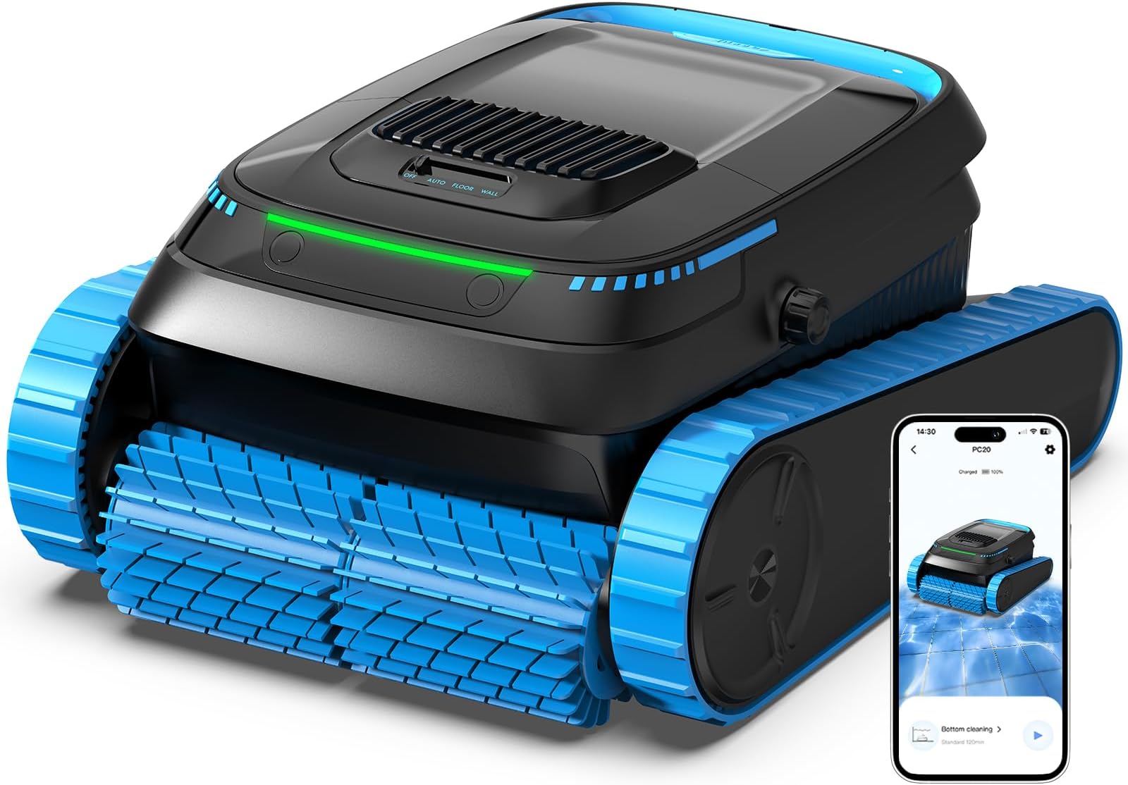 PC20 Automatic Robotic Pool Cleaner, Cordless Pool Vacuum Robot for Inground & Above Ground Pools, Smart Navigation, Self-Parking, 5000GPH Suction, Cleans Floor, Wall & Waterline