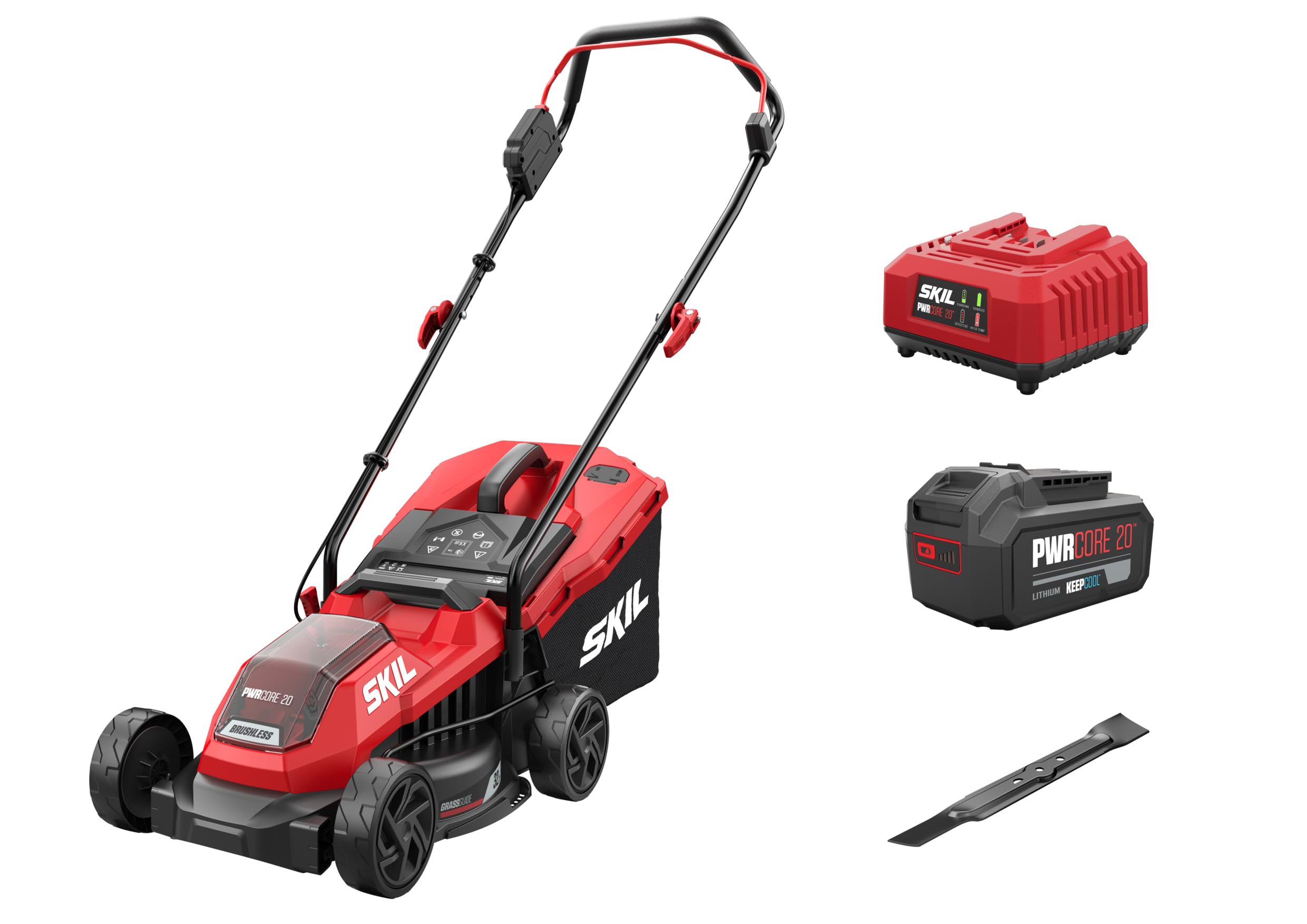 SKIL 0125AA - Tosaerba a batteria (tosaerba, scatola di raccolta da 30 l, funzionamento a batteria, larghezza di taglio 32 cm, altezza di taglio 30-70 mm, attrezzi da giardino, accessori da giardino