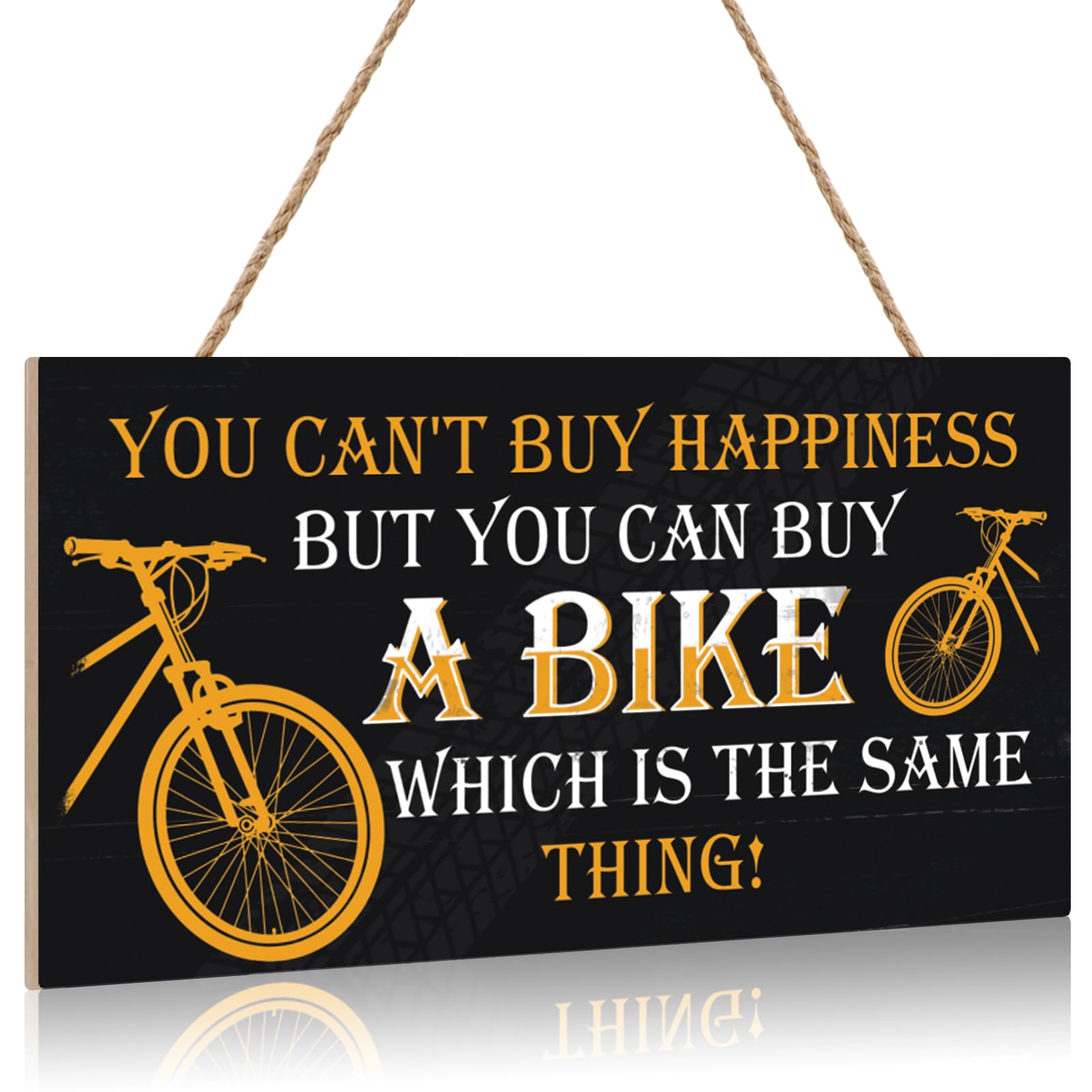ANHUIB You Can't Buy Happiness But You Can Buy A Bike Wall Decor Retro Wood Plaque for Home Wall Art Kitchen Bar Pub Motivational Quotes Wooden Sign Decoration Inspirational Quotes Hanging Plaques