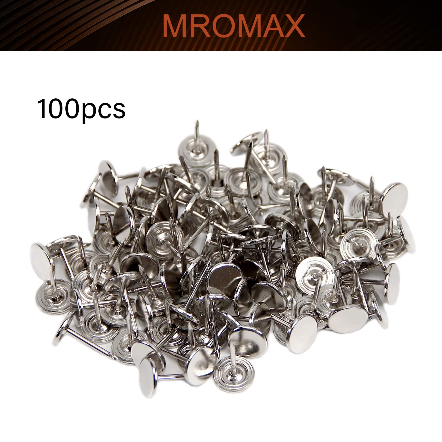 MroMax 100PCS Upholstery Nails - Bronze Tone Flat Head Decor Nails For Furniture, 0.43" Cap, 0.67" Tall