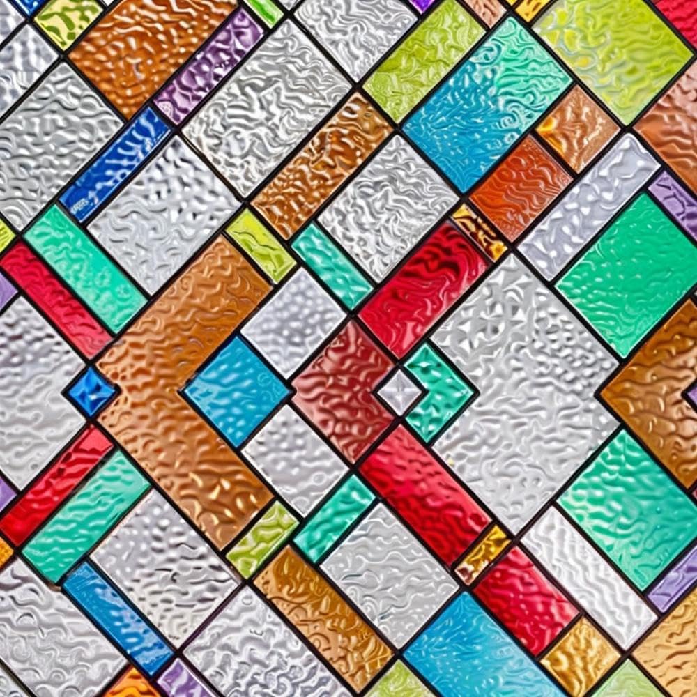 SUNBABY Stained Glass Window Privacy Film, Decorative Windows Cling 3D Gothic Window Coverings,UV Sun Blocking Static Window Film Decals for Home Bathroom Door(35.4"x78.7") 35.4 x 78.7 inches Colored Ripple