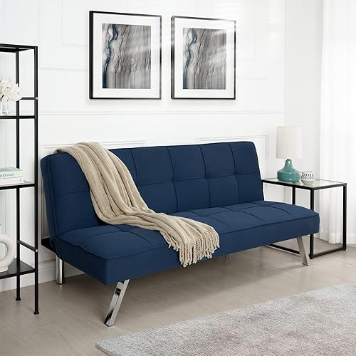 Naomi Home Madison Modern Futon Sofá cama  Diseño compacto para espacios pequeños  Futón convertible con tela de lino para una comodidad premium