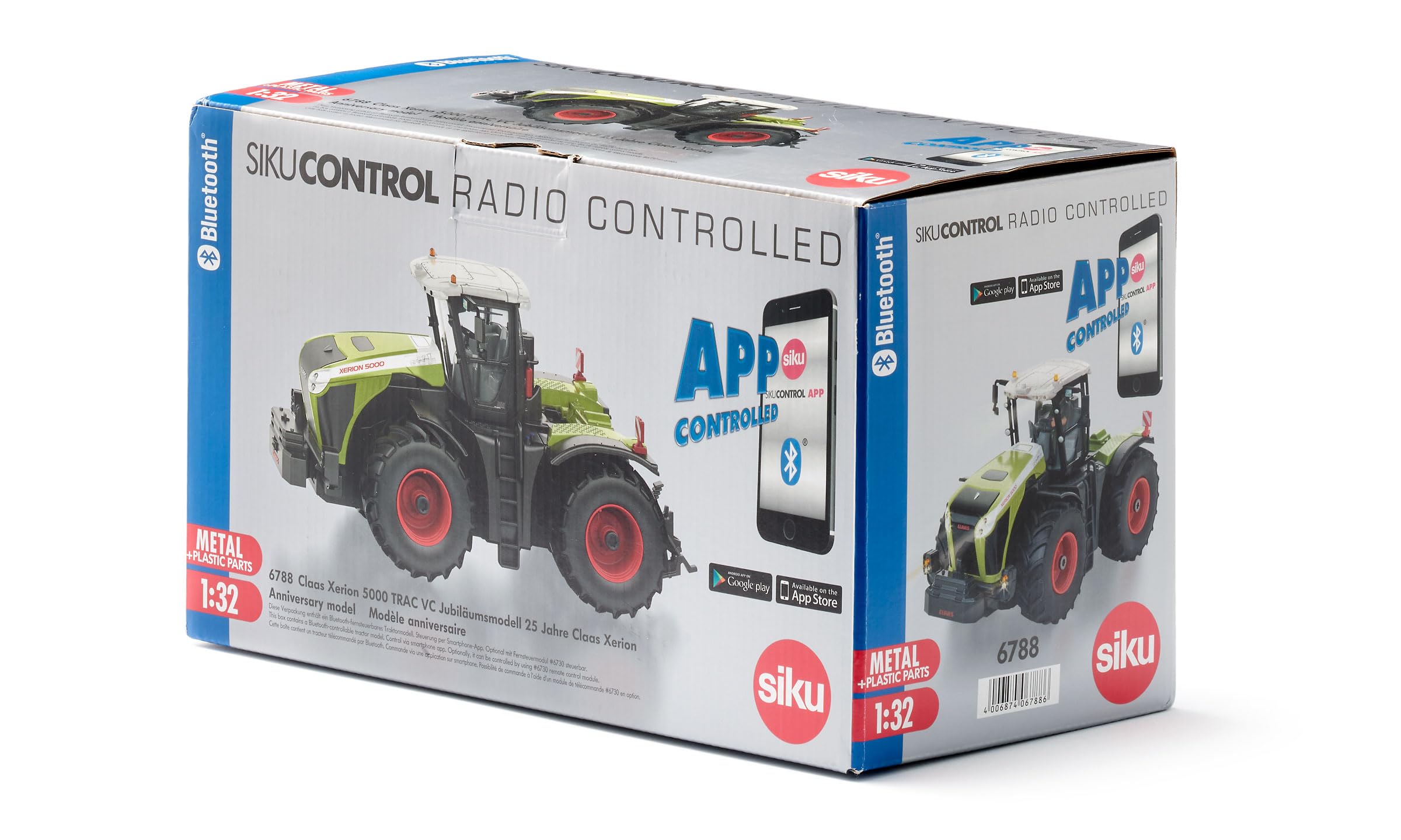 siku 6788, Claas Xerion 5000 TRAC VC Traktor mit Sonderbedruckung zum 25-jährigen Jubiläum des Modells, 1:32, Ferngesteuert, Ohne Fernsteuermodul, Steuerung via App oder Gaming Controller möglich