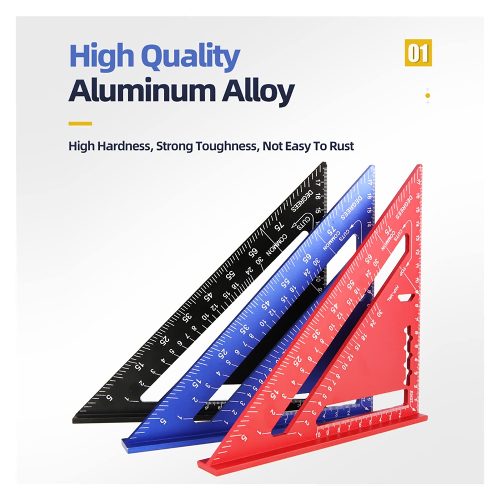 Transportador de ángulos, Regla Triangular de 7 Pulgadas, Herramienta de medición de aleación de Aluminio, Juego de escuadras de Carpintero