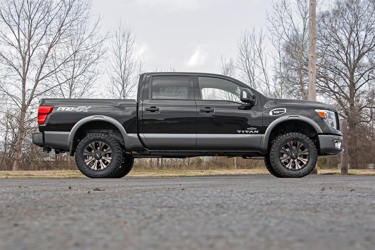 Rough Country 3" Suspension Lift Kit for Nissan Titan 4WD (2004-2015) - N3 Struts & N3 Rear Shocks, Silver Control Arms