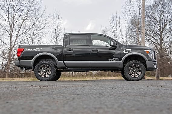Rough Country 3 Suspension Lift Kit for Nissan Titan 2WD/4WD (2004-2024) - Wheel Spacers & N3 Rear Shocks, Silver Control Arms