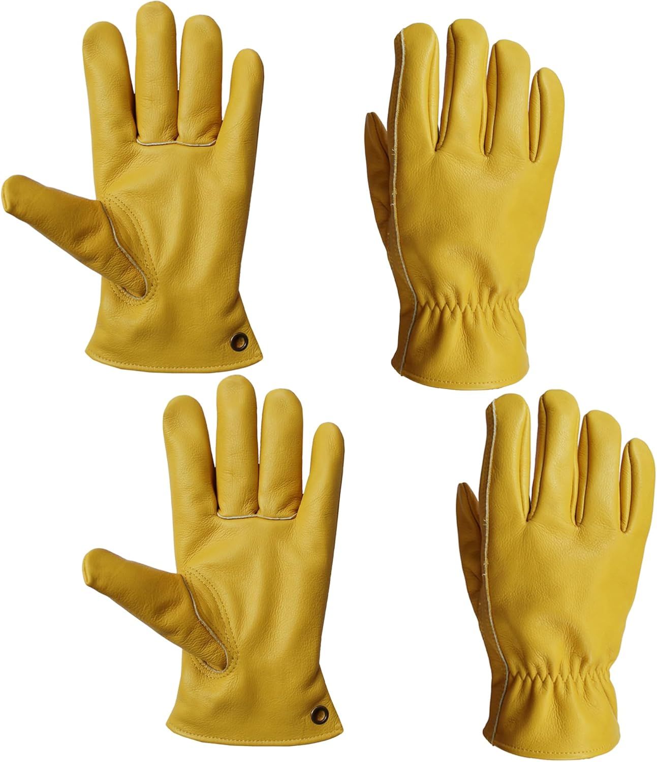 Leather Work Gloves-2pairs Genuine Cowhide Gloves for Yard Work, Gardening, Farm,Construction,Men & Women