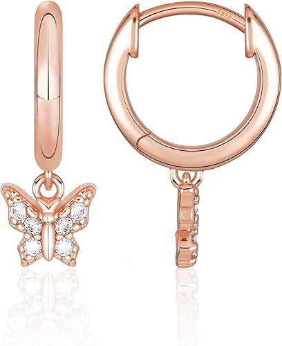 18K Gold Filled S925 Sterling Silver Post Lightweight DropDangle Huggie Earrings for Women Bezel Set Solitaire CZ Pavé CZ Dangle Hoop Earrings