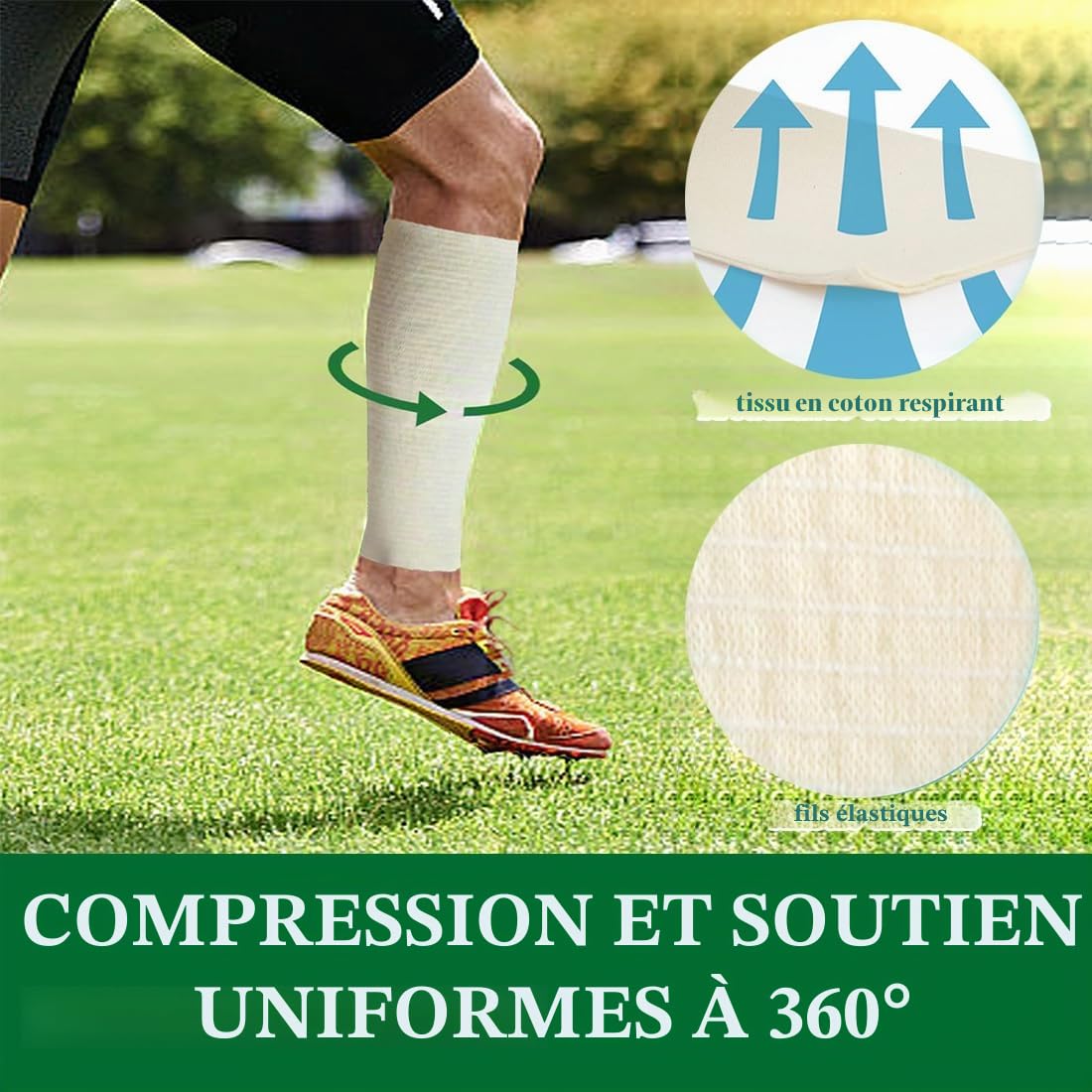 Bandage de compression élastique en forme de tube respirant pour pansement, bras, genoux, 8,75 cm x 10 m