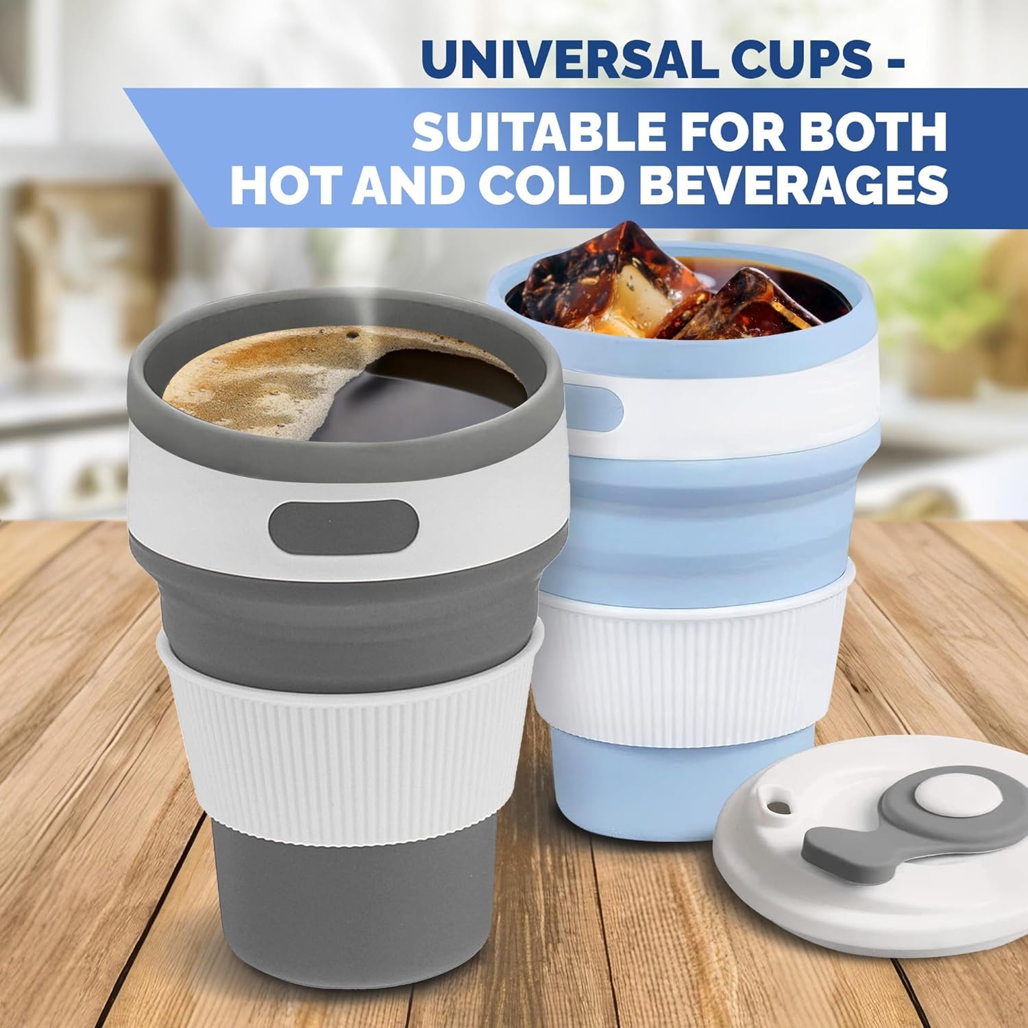 2 Tazze Da Viaggio Pieghevoli In Silicone - Tazze Da Caffè Portatili Da 350 Ml Per Campeggio - Foto 11