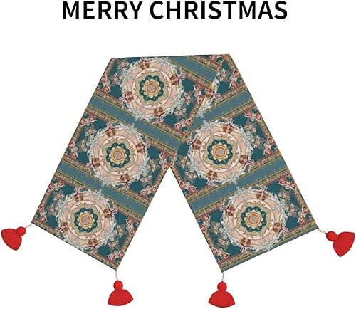 Vista 10 de Christmas Table Runner 60 Inches Long Fall Table Runner for Dining Table Christmas Decorations Coffe Table Runner with Tassels Kitchen & Table