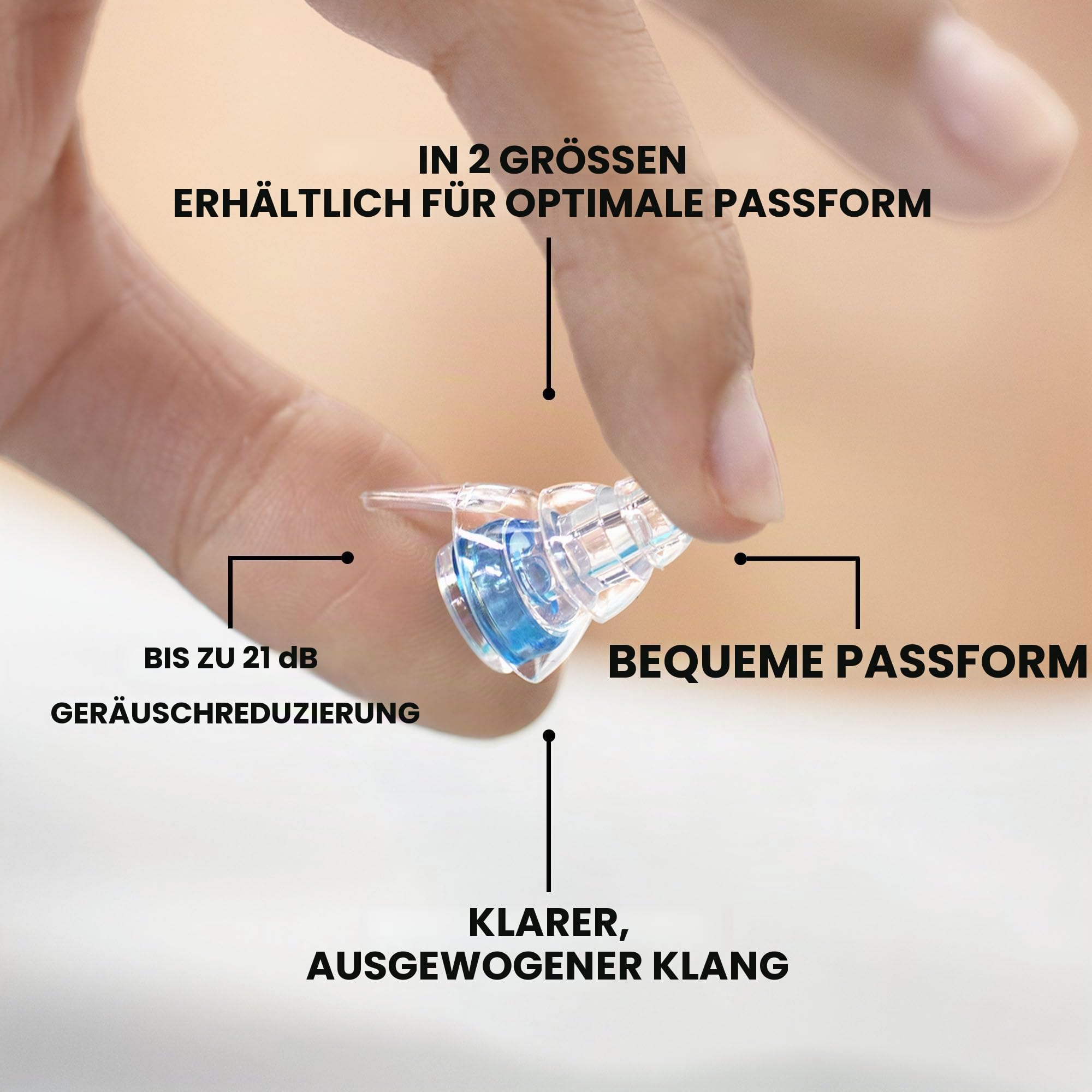 Eargasm High Fidelity Blaue Ohrstöpsel für Konzerte, Festivals, Musiker, DJs, Nachtleben, Motorradfahren – Wiederverwendbare Ohrstöpsel zur Lärmreduzierung um bis zu 21 dB