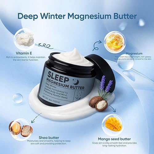 Miniatura 3 de Mantequilla de magnesio de invierno profundo para dormir, mantequilla de magnesio con naranja amarga, salvia clara, jengibre, cardamomo, loción de
