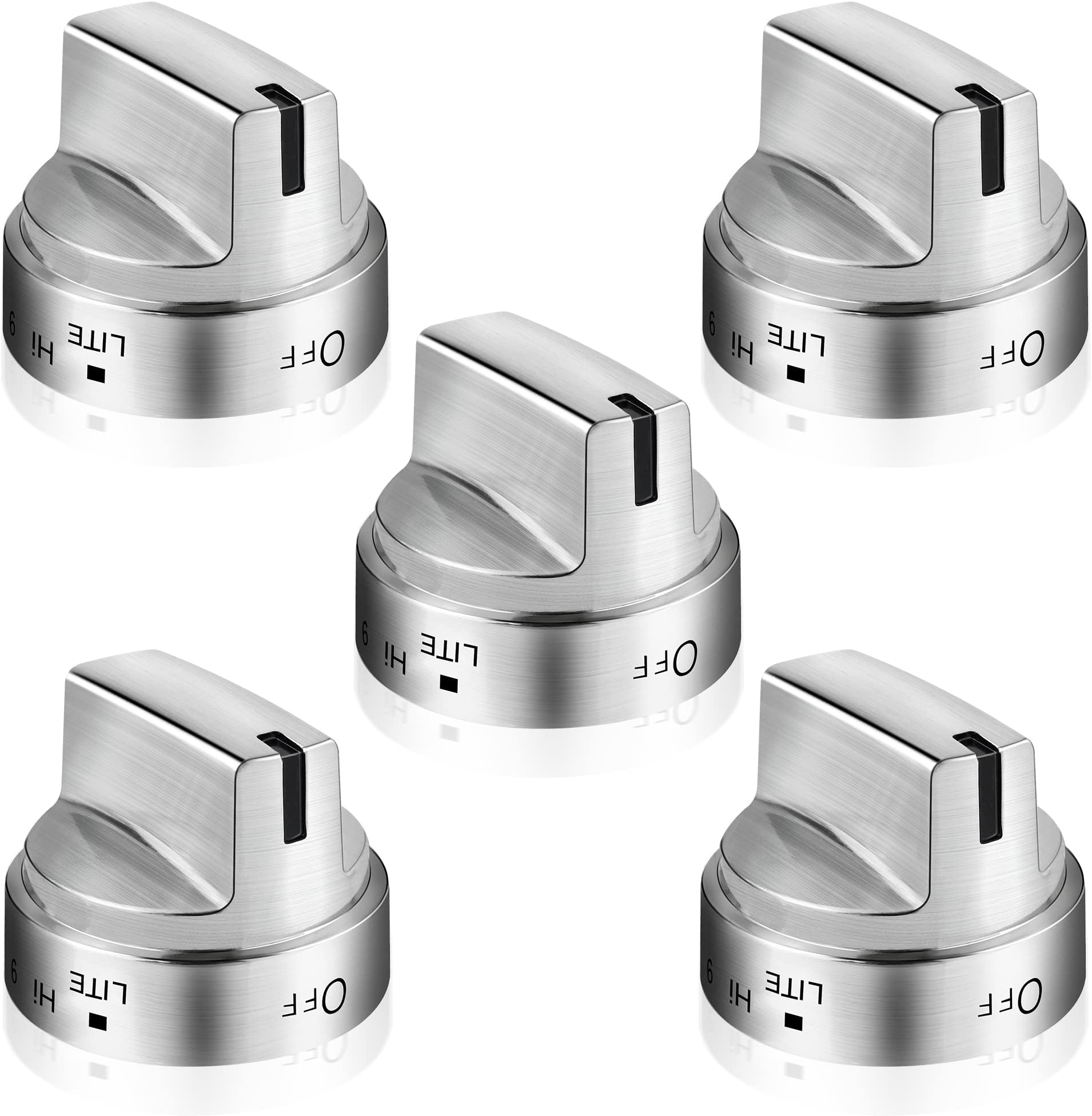 WB03x24818*5 Pack Gas Stove Knob Replacement for ge, WB03x24818 Stainless Steel Stove Replacement Knobs PS11729081 AP5989029,Compatible with ge Stove Knob（Not Universal）