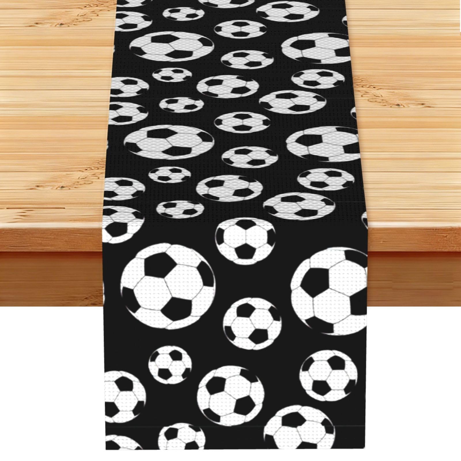 Soccer Black Multi Purpose Table Runner for Home Decor, Printed Table Cloth for Kitchen Table, Countertops & Dining Area