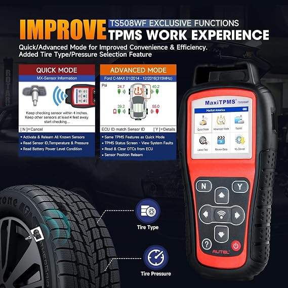 Autel MaxiTPMS TS508WF TPMS Relearn Tool, Activate/Diagnosis All Sensors