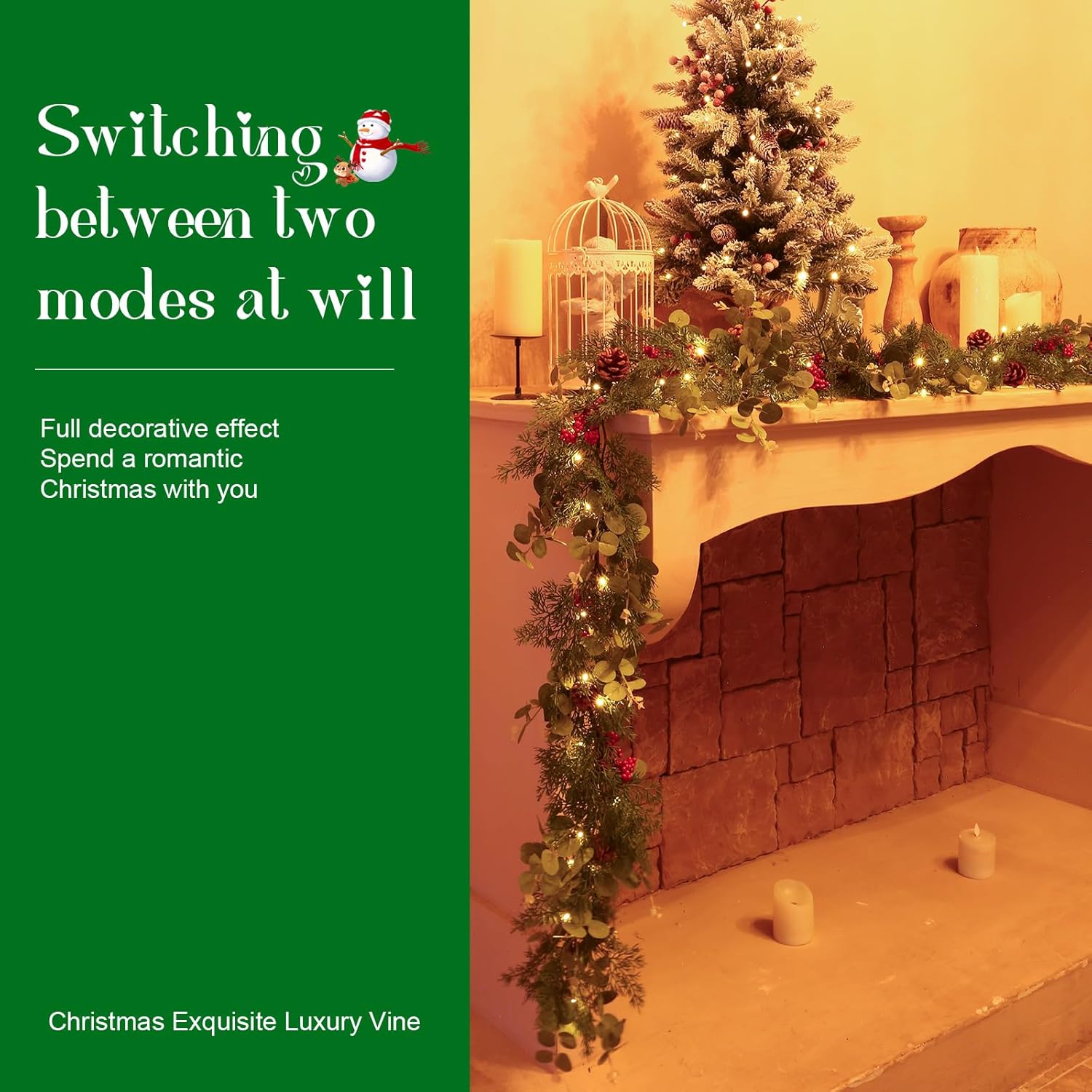 Joyhalo Christmas Garland,6 FT Faux Real Touch Cedar Garland Artificial Realistic Hobby Lobby, Prelit Cedar Garland with Lights Battery Operated for Mantle, Stairs Railing