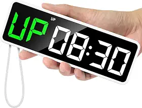 REACHER Relógio de ginástica portátil para garagem doméstica, contagem regressiva, cronômetro, temporizador de intervalo de treino com bateria potente, ímã forte, volume ajustável, crossfit boxe de