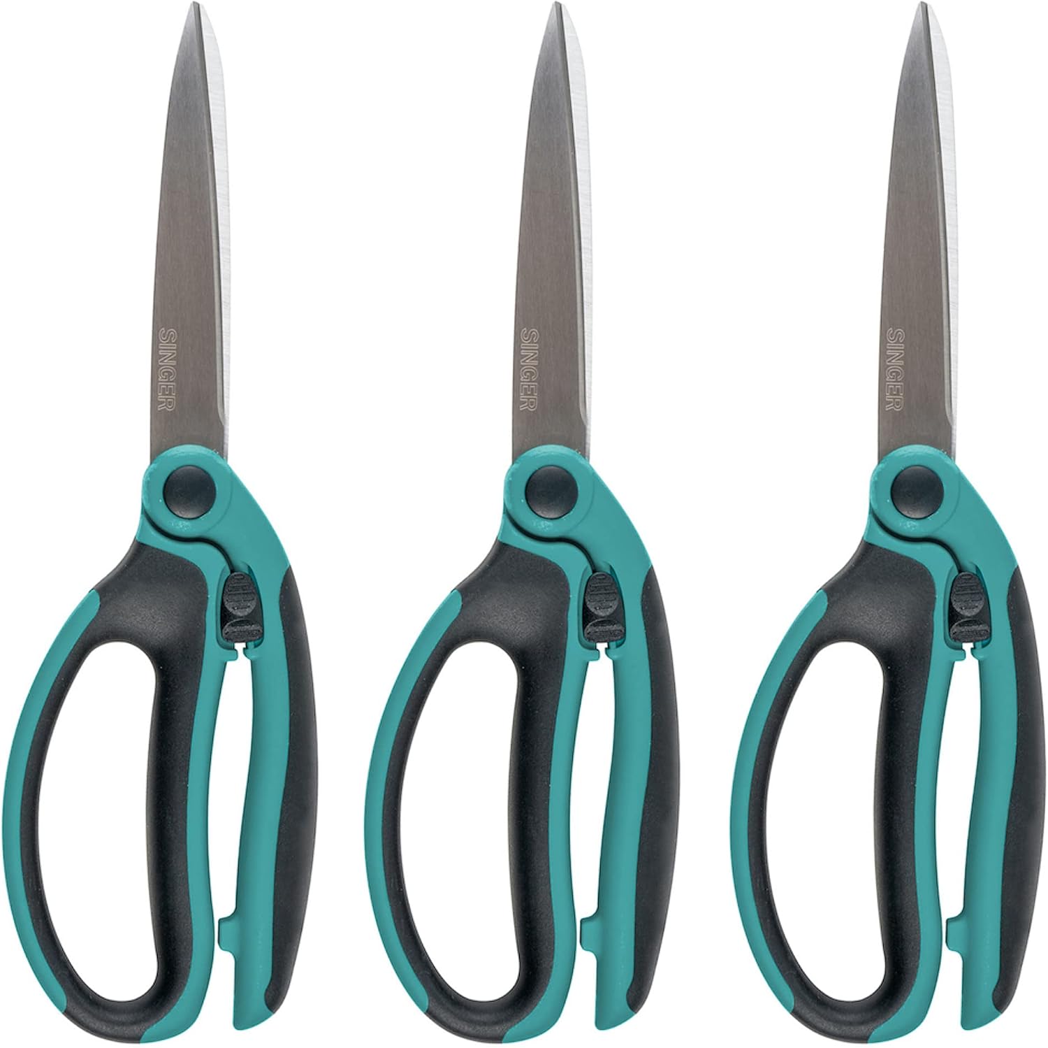 SINGER 9.5 inch ProSeries™ Spring Assist Fabric Scissors with Comfort Grip, 3 Pack of Sewing Scissors with Ergonomic Cutting Motion