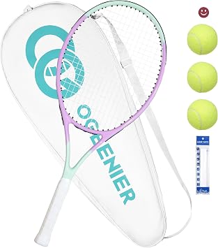 OGEENIER 27" Tennis Racket for Adults, Lightweight Aluminum Frame | 27 Inch, Complete Starter Set with Balls, Grip, and Bag, 280G, 103 SQ. IN., Pre-strung, Beginner-Friendly, Easy to Swing