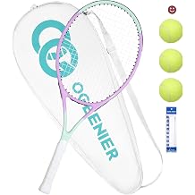 OGEENIER 27 Inch Adult Tennis Racket Set, Pre-Strung Beginners Tennis Racquet, Lightweight and Recreational Aluminum Rackets with Overgrip, Tennis Balls and Tennis Bag for Men Women
