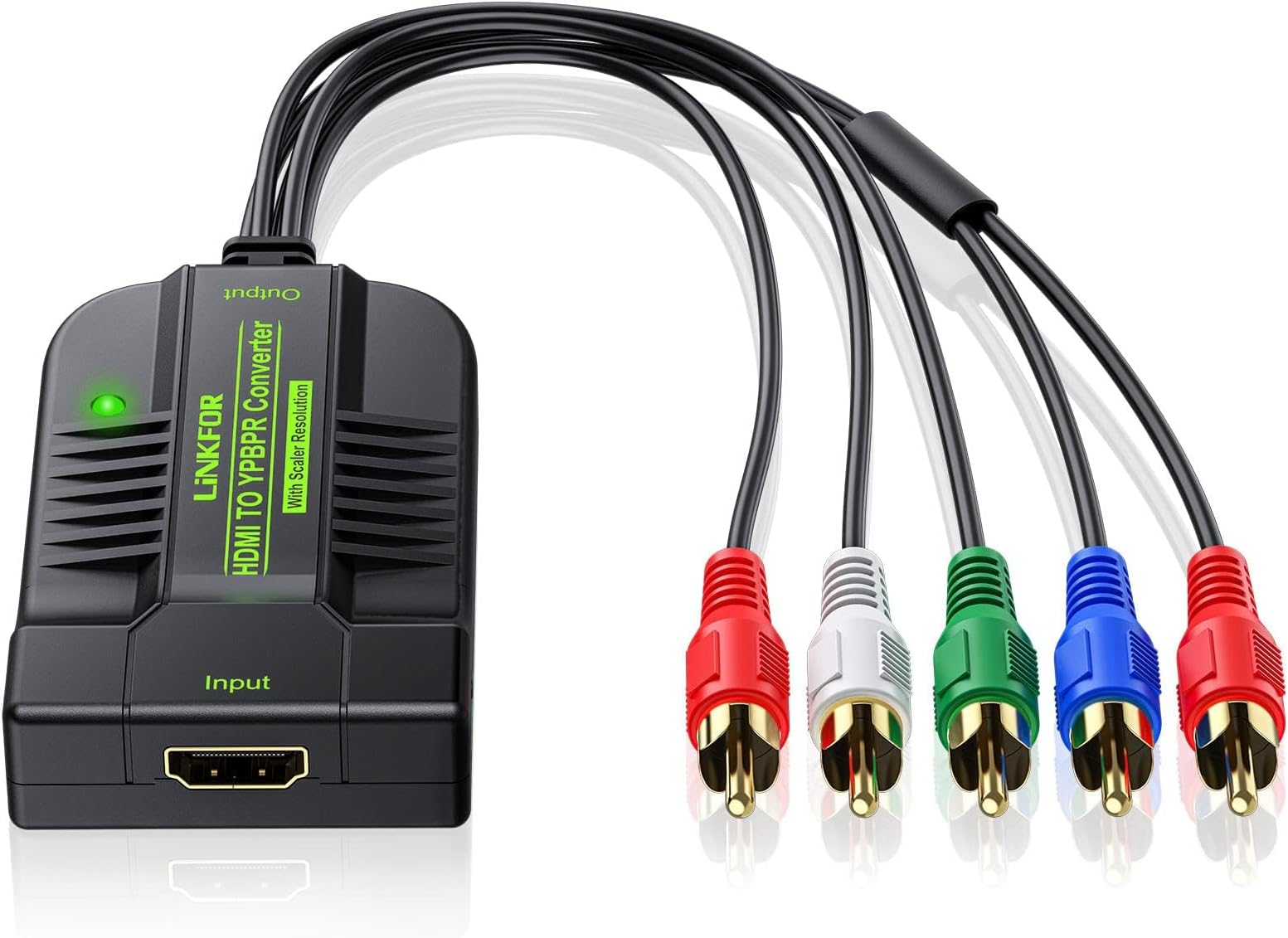 LiNKFOR 1080P HDMI to Component Converter HDMI to YPbPr with Resolution Switch Support OSD HDMI 1.3 to Male 5RCA Video YPbPr RGB and R/L Audio for HDTV Box PS3 Fire Stick Roku Blu-Ray DVD Etc