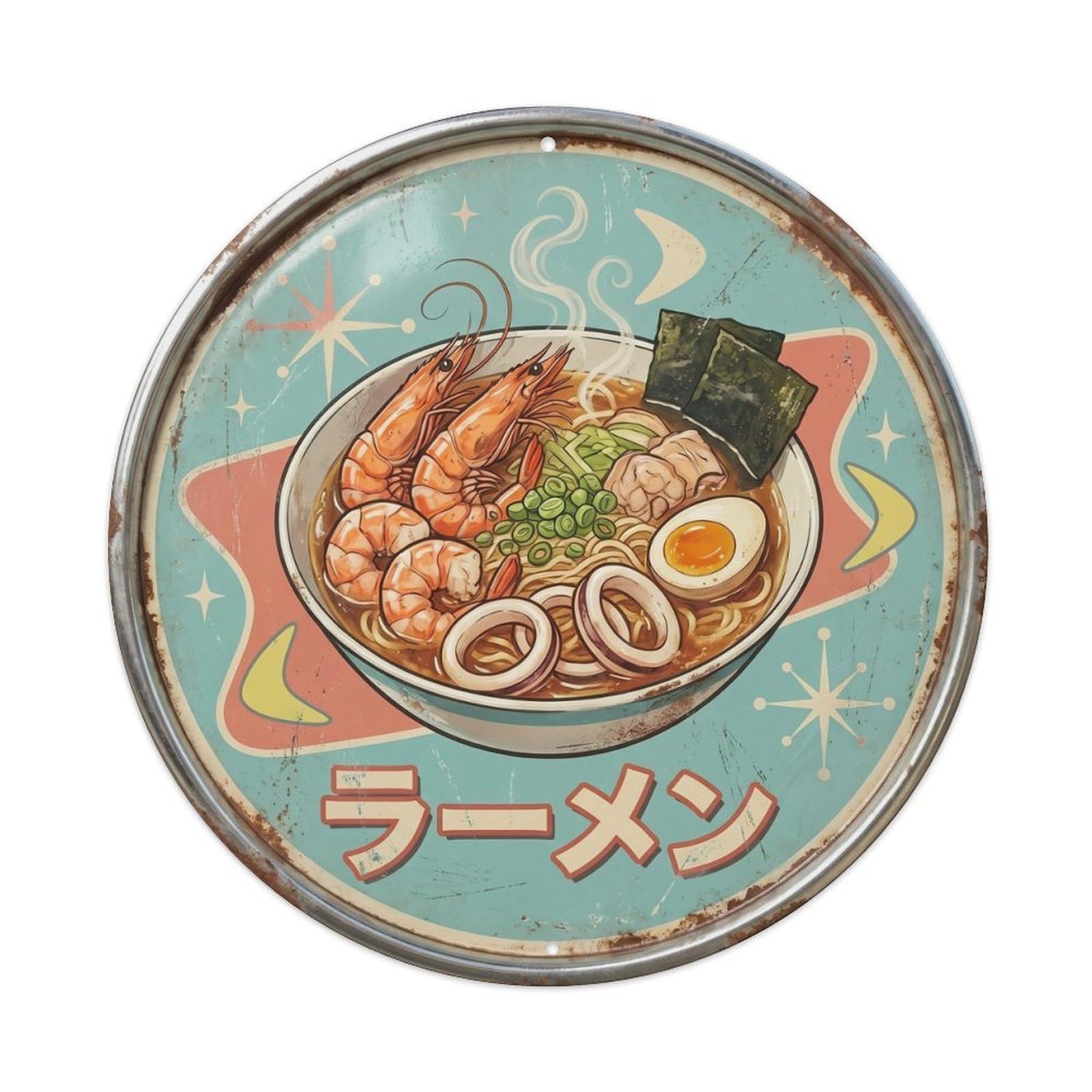 Cxhjca 8X8inch(20X20cm) Ramen Japanese Noodles 1950S Style Kitchen Cuisine Metal Tin Sign