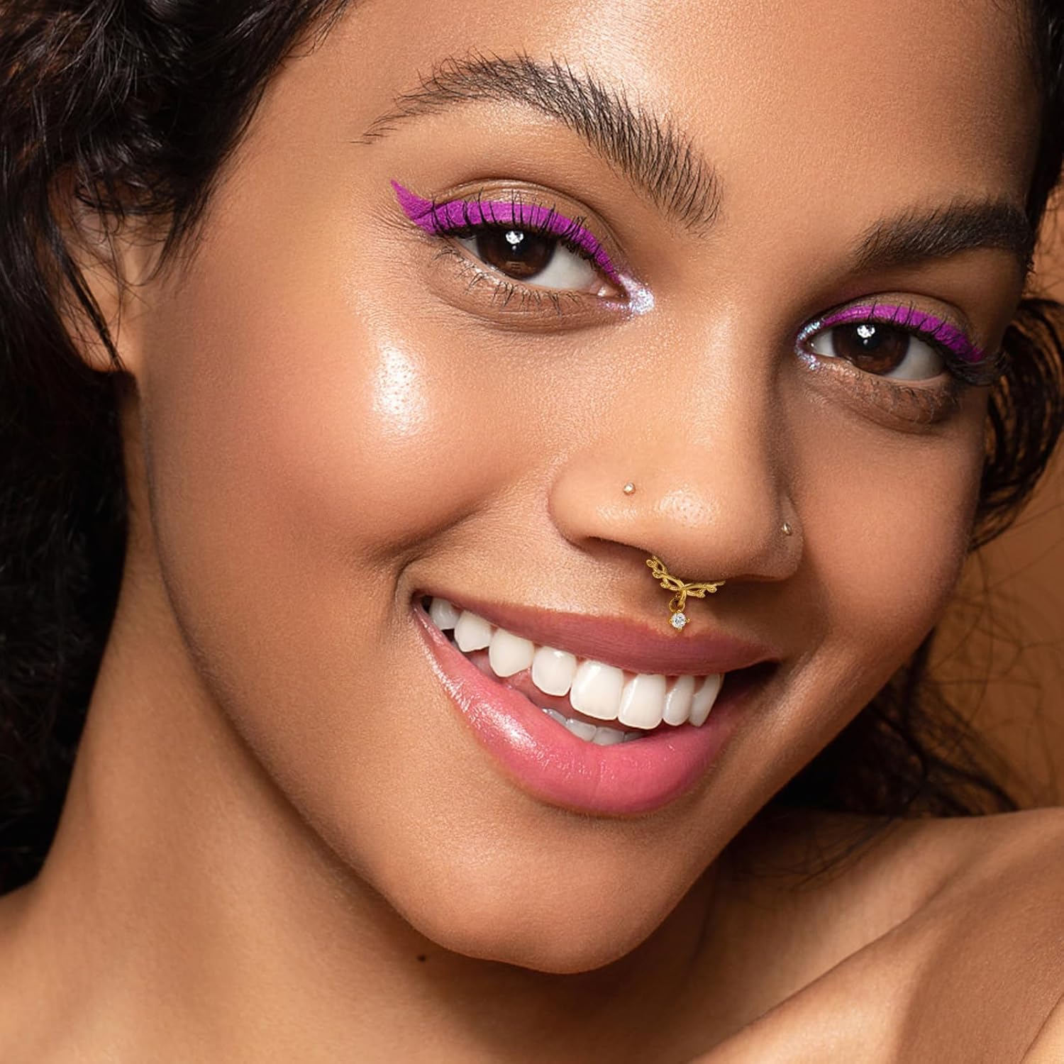 Leaf 16G Gold Septum Rings Dangle Nose Ring Hoop 316L Stainless Steel Helix Daith Tragus Cartilage Earrings for Women Piercing Jewelry 8mm - Image 4