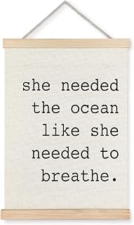 LUVADIAN Summer Beach Wall Decor, She Needed the Ocean Like She Needed to Breathe Poster Hanger Frame, Ocean Room Decor, Beachy Room Decor Aesthetic, Coastal Wall Decor, 12x16 Inches