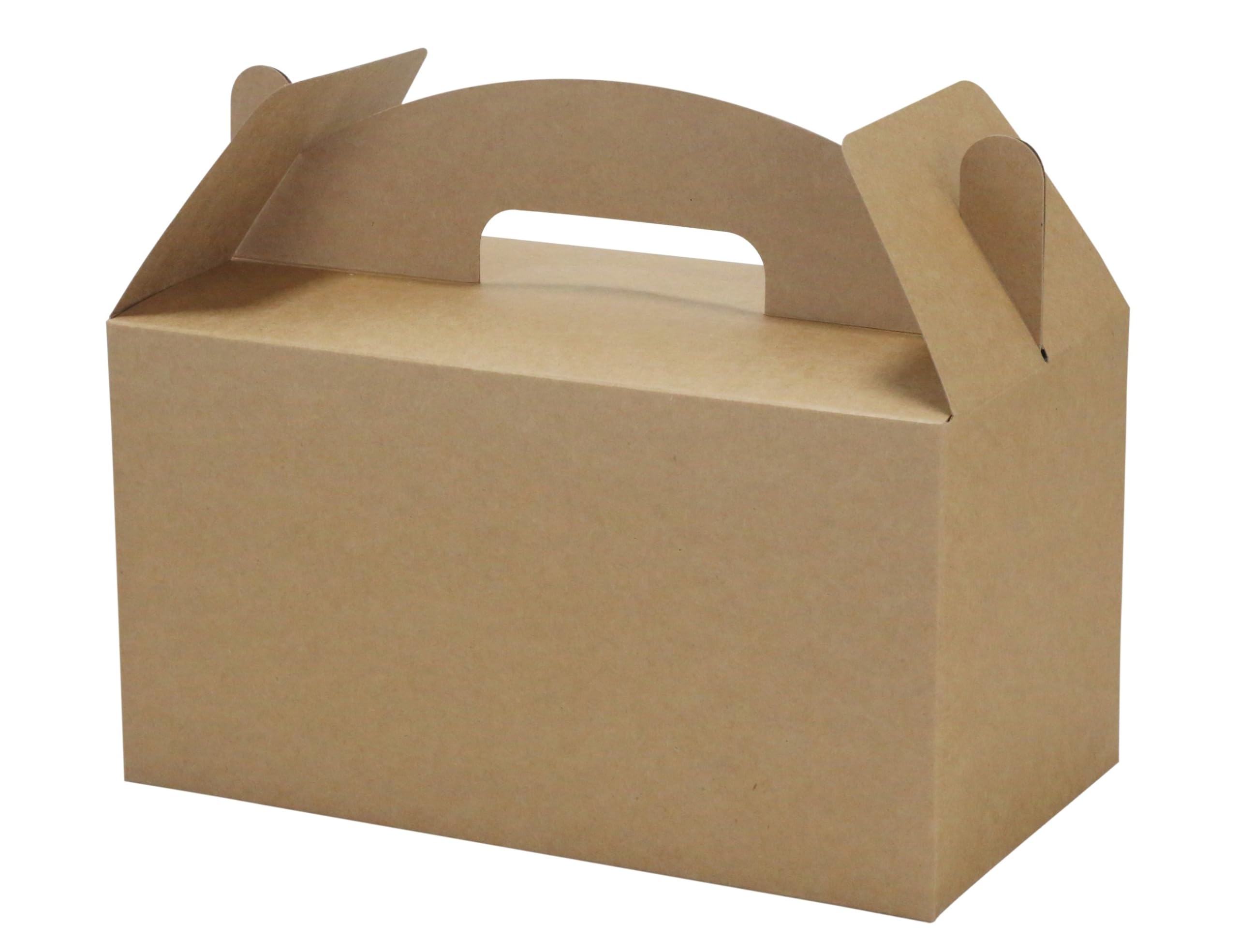 Papertide Brown Gable Box with Handles, 30 Pack 13x24x13cm Sturdy Colorful Cardstock treat Boxes for Christmas Birthday Party Favors, Premium Presentation Boxes with Lids