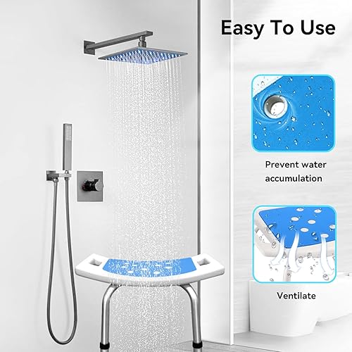 Miniatura 2 de Cojín para silla de ducha, funda de espuma suave impermeable con respaldo adhesivo para sillas de baño, funda de cojín de banco de ducha para