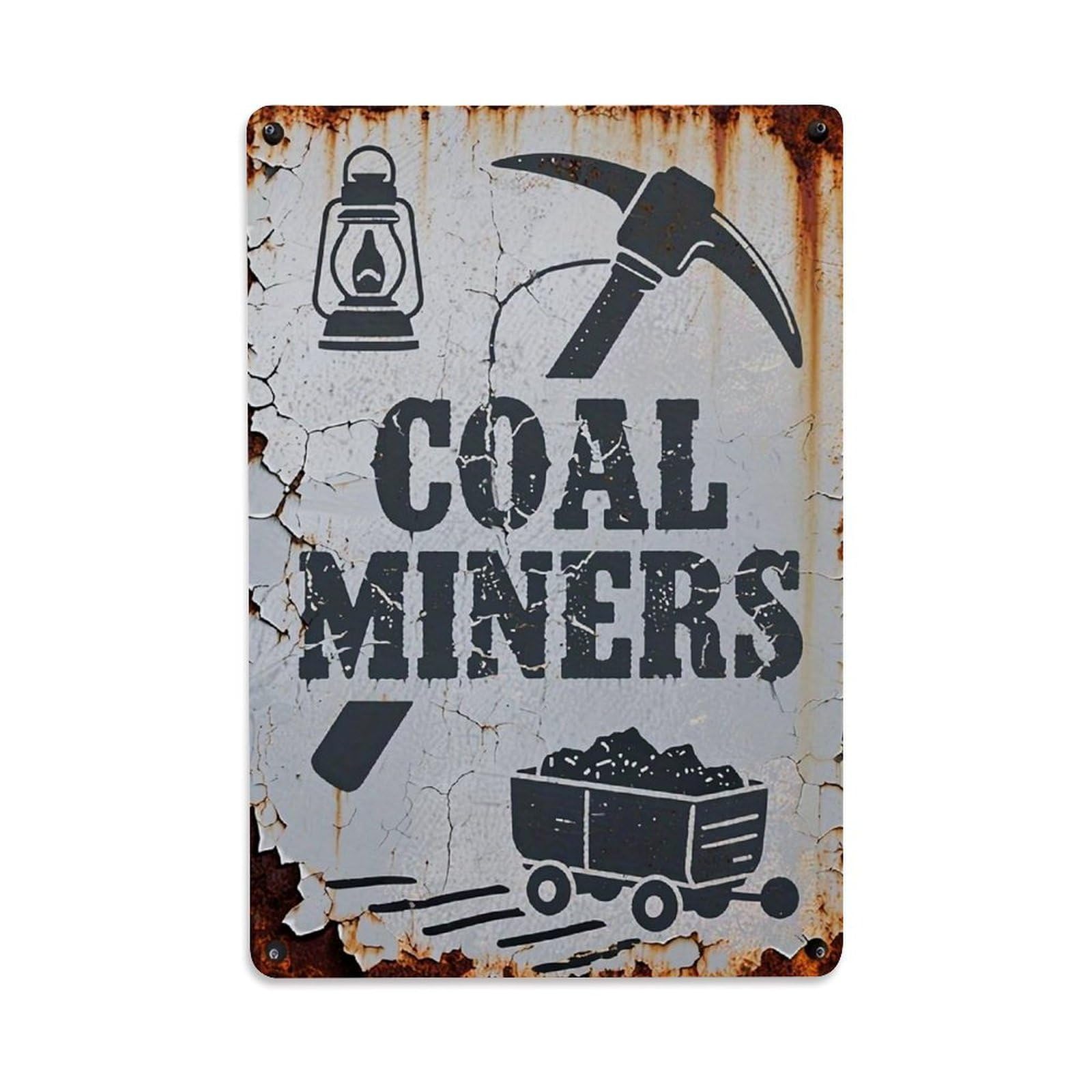 Jdfenggu Vintage Coal Miners Lantern Pickaxe Cart Retro Metal Tin Sign, Decor Art Poster For Bar, Home, Man Cave, Kitchen, Laundry Room Gift 8X12inch