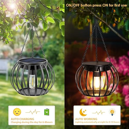 Miniatura 2 de UBright Luces solares para exteriores, farol solar colgante mejorado, impermeable, luces decorativas para jardín, patio, camino