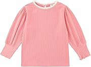 [Enfants Chéris] 子供服 長袖Tシャツ キッズ 女の子 カットソー 綿 レース襟 無地 春秋冬 インナー ロングtシャツ トップス 肌着 ガールズ 女児 部屋着 上着 可愛い フリル袖 90-140