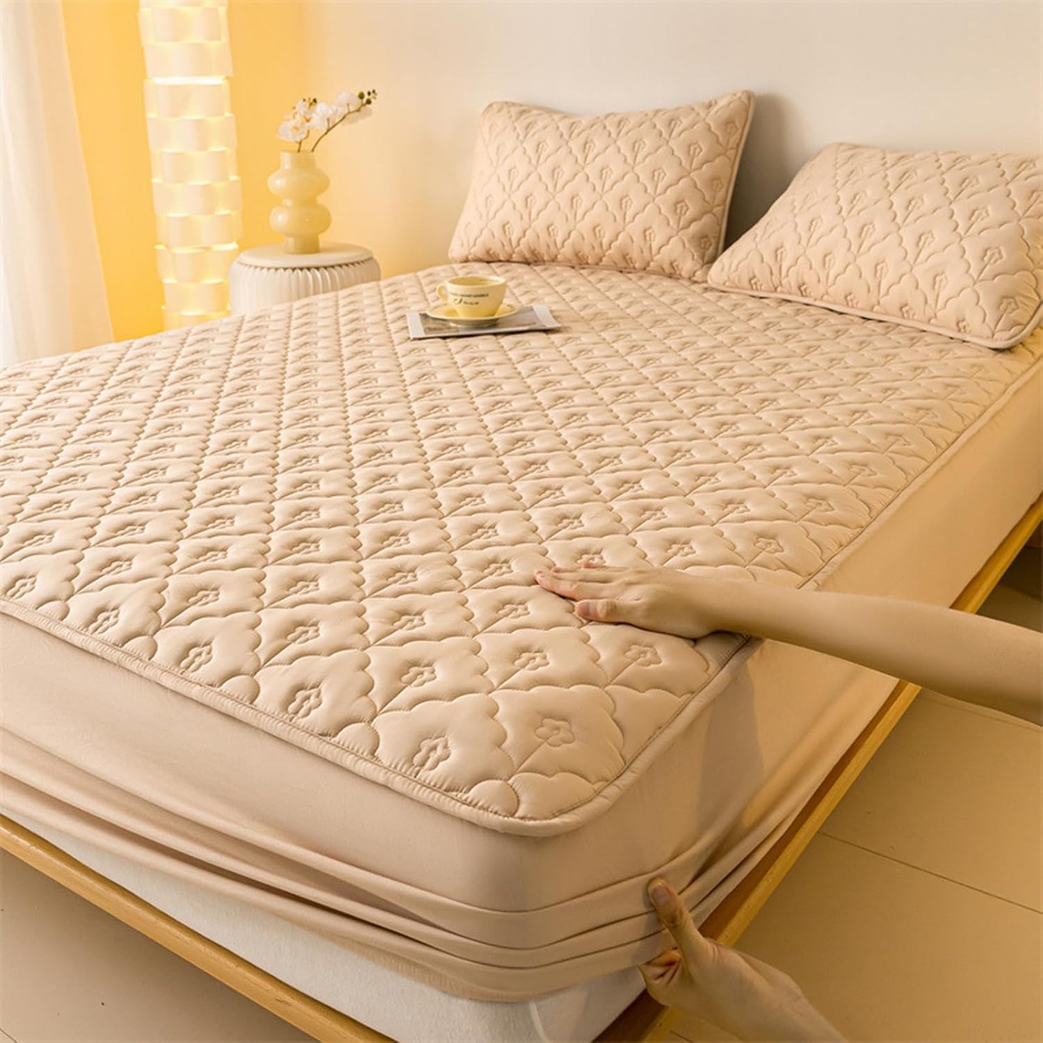 KLUOT Fitted Sheet Set 90 x 200 + 30 cm with 2 Pillowcases Cotton Bed