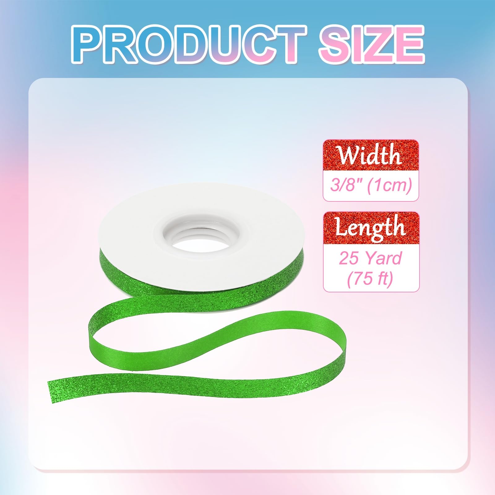 PATIKIL Green Metallic Glitter Ribbon Roll - Image 2