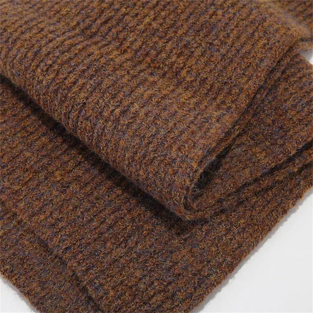 Czapki i szaliki 2 zestawy dla kobiet, robione na drutach, zimowe, swobodne, jednokolorowe, pogrubione, unisex (khaki)