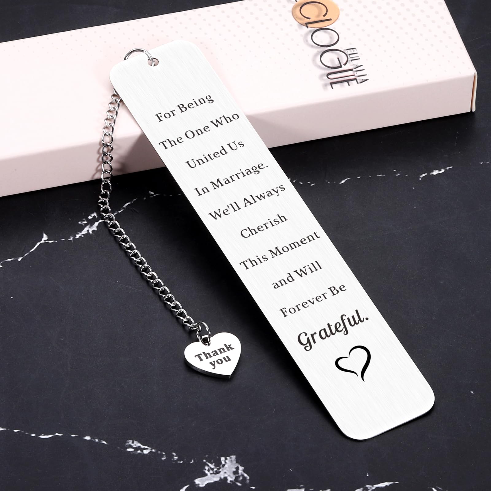 Wedding Officiant Bookmark Gift - Stainless Steel Thank You Present For Wedding Day