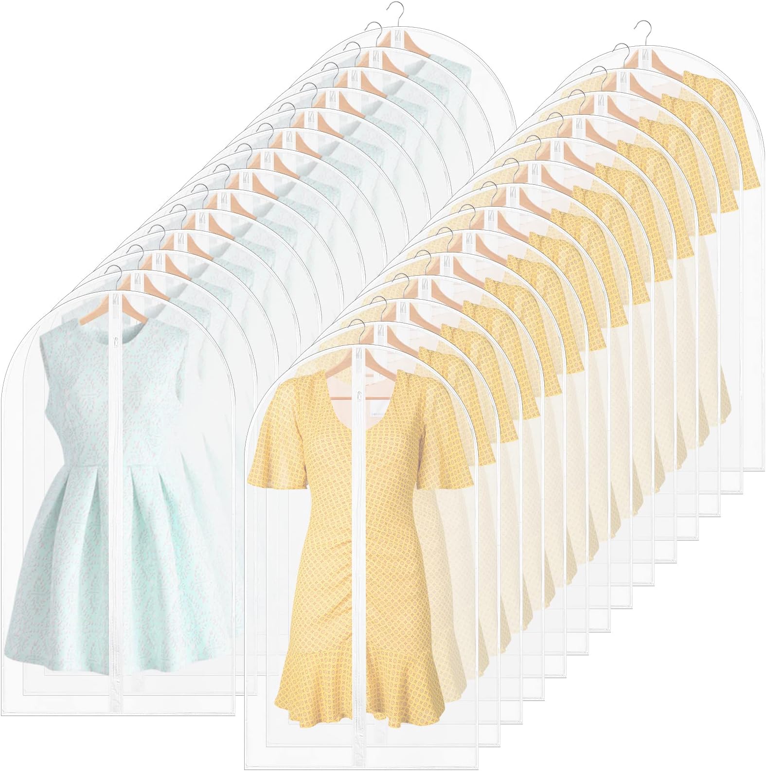 10 Clear Garment Bags For Dance Costumes - 40" Long, 4 Zipper Pockets, Foldable To Handbag, With Name Tag