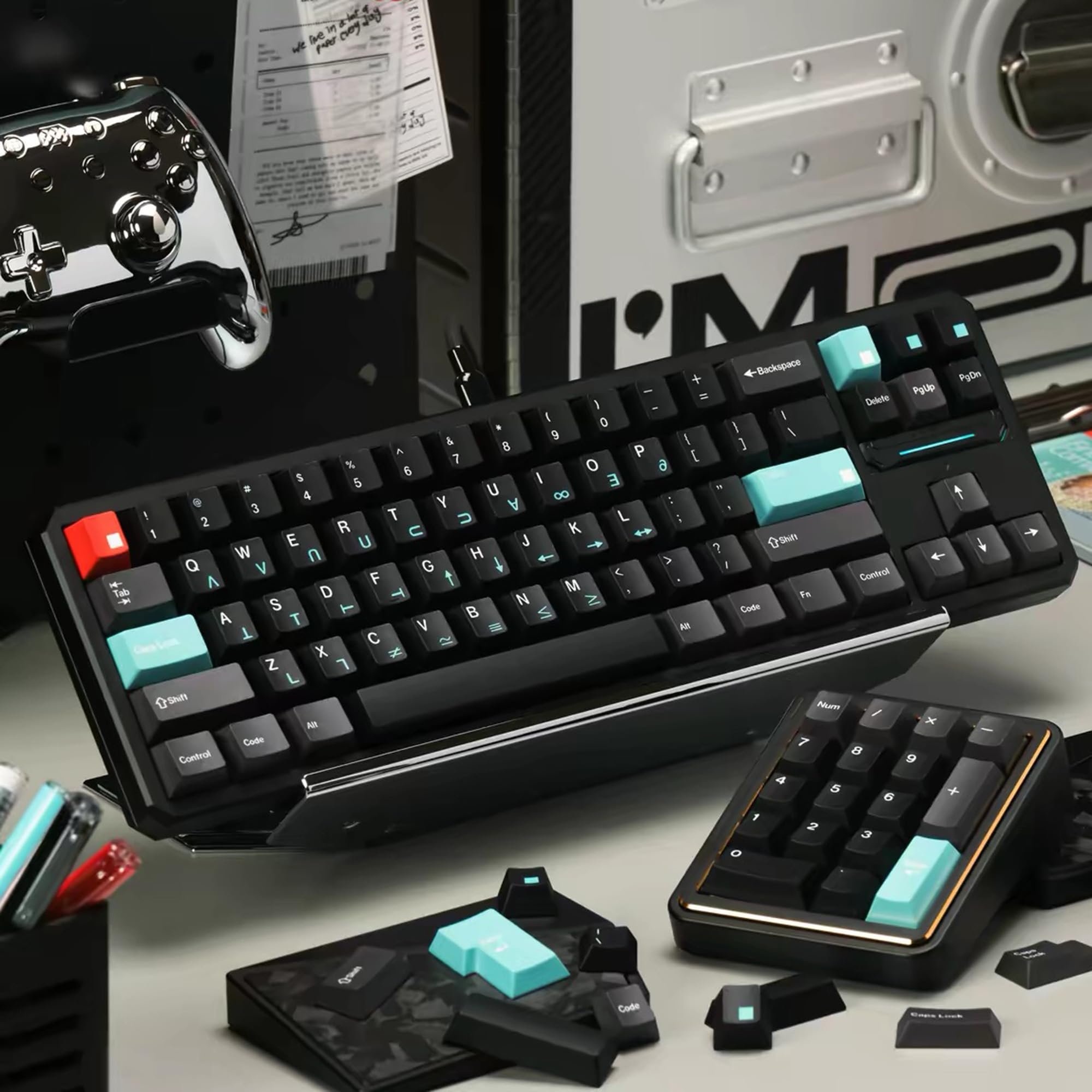 Klawisze z motywem mięty, 143 klawisze, profil wiśniowy PBT Dye Sub Top Print Keycap zestaw do 61 68 87 104 108 MX klawiatury mechaniczne