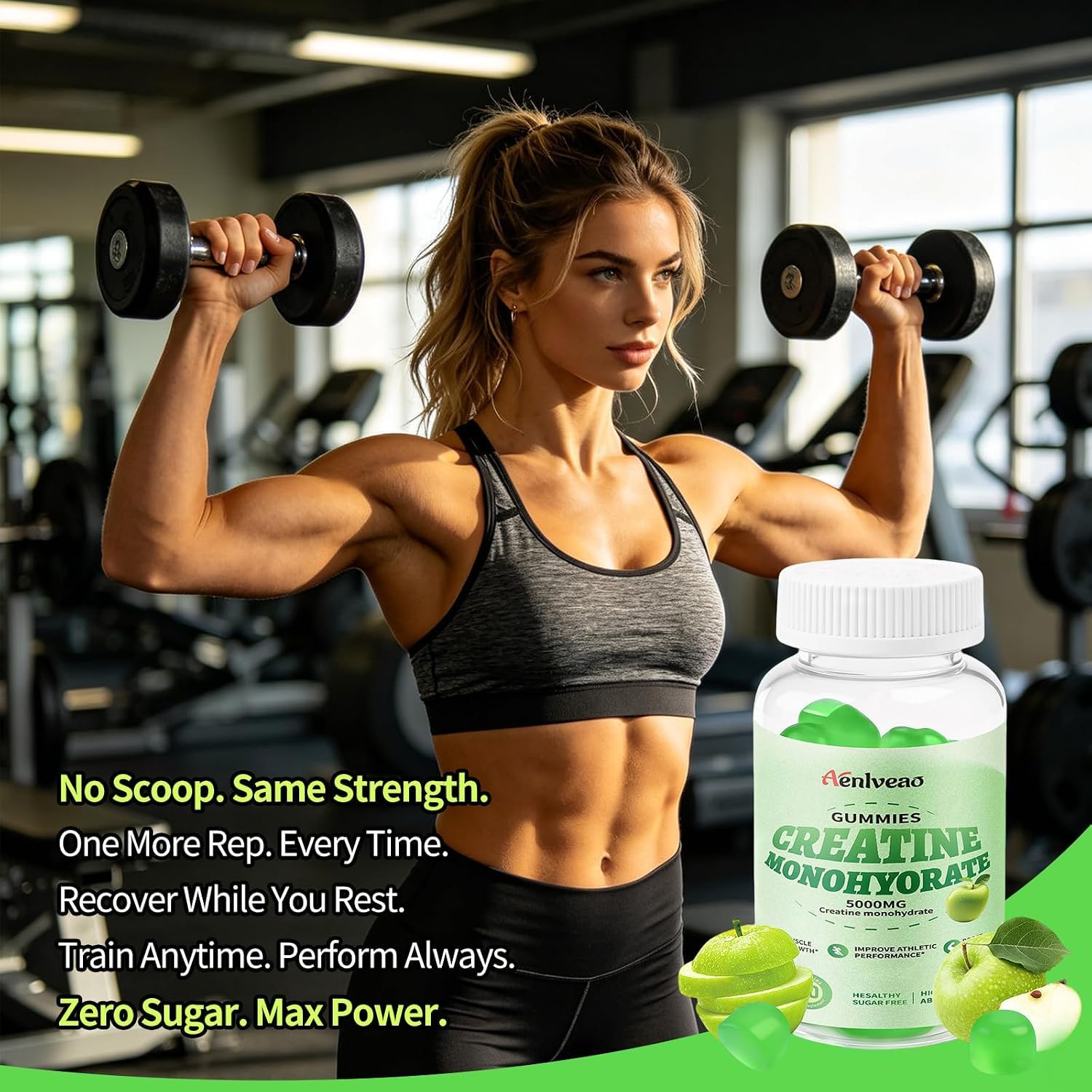 5g Creatine Monohydrate Gummies for Men & Women(Green Apple) — Amazon image 3