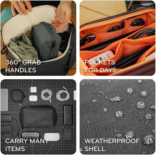 Miniatura 4 de Peak Design Bolsa tecnológica, océano, organizador de artículos electrónicos para viajes o transporte diario, almacenamiento estilo origami, paso de