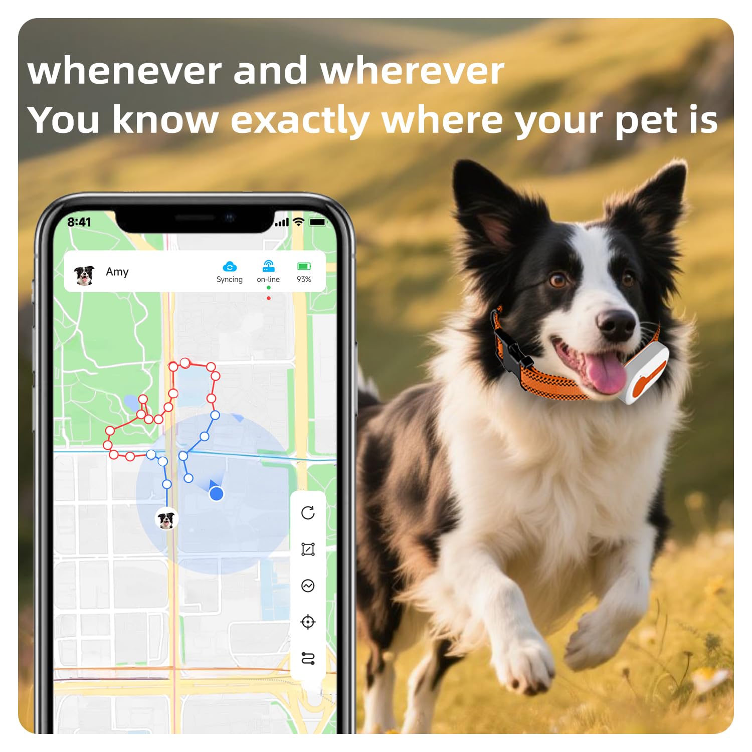 ROTX Rastreador GPS blanco para mascotas, impermeable, IP67, en tiempo real, alerta de salud y bienestar, valla virtual para mascotas de más de 11 libras, collar de perro, gato, accesorio de color